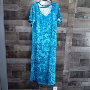 Blue Patterned Women's Dress
